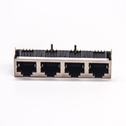 4 Port RJ45 Jack 8P8C 90 Degree Through Hole for PCB Mount 20pcs