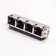 4 Port RJ45 PCB with LED Right Angled Through Hole PCB Mount with EMI 4 Port RJ45 PCB with LED Right Angled Through Hole PCB Mount with EMI