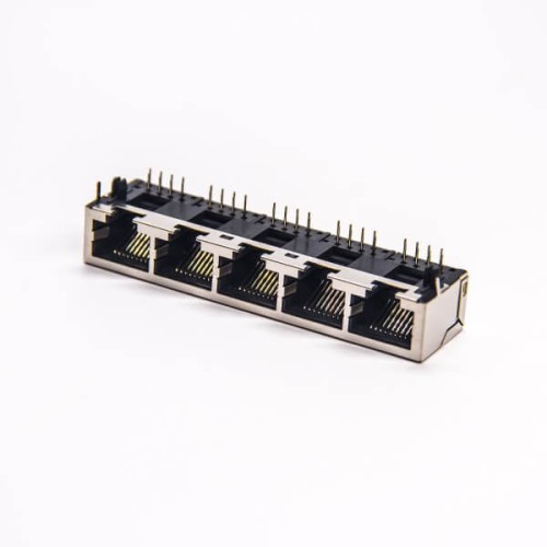5 Port RJ45 8P8C Through Hole PCB Mount Shielded Jack Connector 5 Port RJ45 8P8C Through Hole PCB Mount Shielded Jack Connector