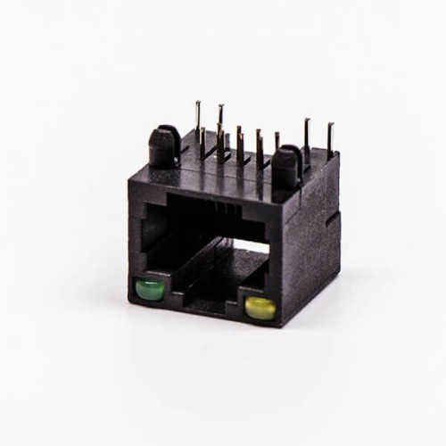 5pcs RJ45 8 Pin Connector Female 1 Port Black R/A Unshield With LED for PCB 5pcs RJ45 8 Pin Connector Female 1 Port Black R/A Unshield With LED for PCB
