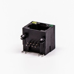 5pcs RJ45 8 Pin Connector Female 1 Port Black R/A Unshield With LED for PCB