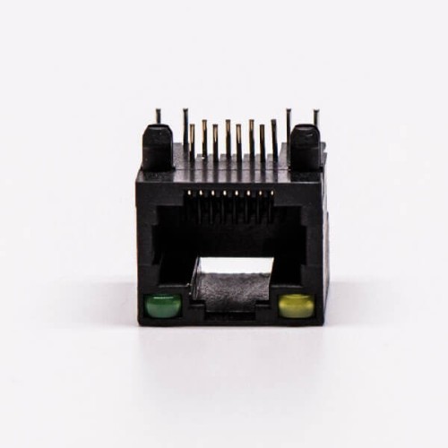 5pcs RJ45 8 Pin Connector Female 1 Port Black R/A Unshield With LED for PCB 5pcs RJ45 8 Pin Connector Female 1 Port Black R/A Unshield With LED for PCB