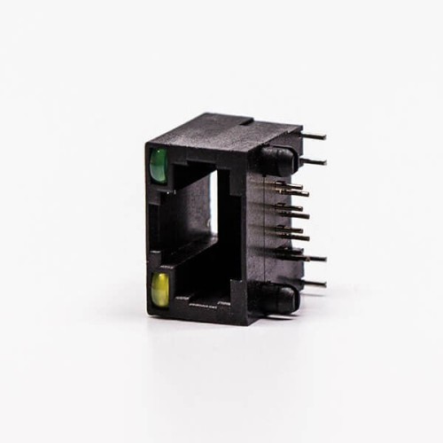 5pcs RJ45 8 Pin Connector Female 1 Port Black R/A Unshield With LED for PCB 5pcs RJ45 8 Pin Connector Female 1 Port Black R/A Unshield With LED for PCB