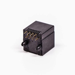 5pcs RJ45 Female 180 Degree Connector 1 Port 8P Black Unshield Without LED