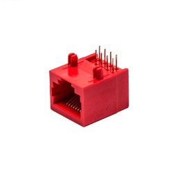 5pcs RJ45 Female Jack 90 Degree Connector 1 Port 8P8C Red Unshield Without LED