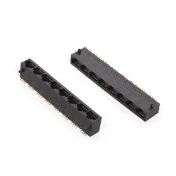 8 Port RJ45 Connector Black Plastic 1x8 Without Shield W/O Leds