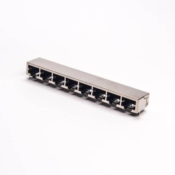 8 Port RJ45 Socket 90 Degree 8p8c Shielded DIP Type PCB Mount Network Connector 20pcs