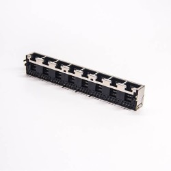 8 Port RJ45 Socket 90 Degree 8p8c Shielded DIP Type PCB Mount Network Connector