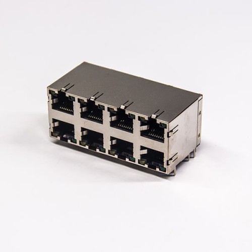 8p8c Modular Connector Jacks 2×4 Ports 90 Degree Shielded DIP Type with LED with EMI 8p8c Modular Connector Jacks 2×4 Ports 90 Degree Shielded DIP Type with LED with EMI