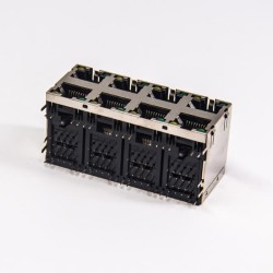 8p8c Modular Connector Jacks 2×4 Ports 90 Degree Shielded DIP Type with LED with EMI