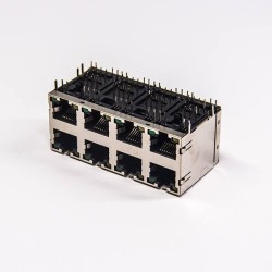 8p8c Modular Connector Jacks 2×4 Ports 90 Degree Shielded DIP Type with LED with EMI