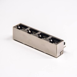 8p8c Modular Connector Jacks RJ45 4 Port 90 Degree Shielded without LED