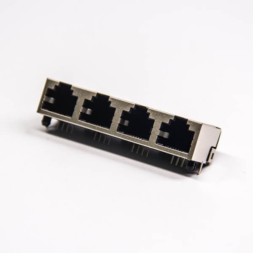 8p8c Modular Connector Jacks RJ45 4 Port 90 Degree Shielded without LED 8p8c Modular Connector Jacks RJ45 4 Port 90 Degree Shielded without LED