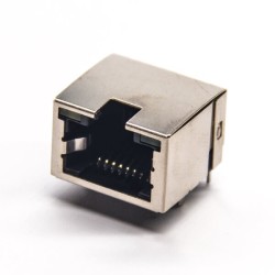 8p8c Socket Right Angled Shieled RJ45 Jack with LED Through Hole for PCB Mount with EMI