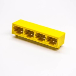 8p8c Socket Yellow Shell 4 Port Angled Unshielded Through Hole PCB Mount Without LED