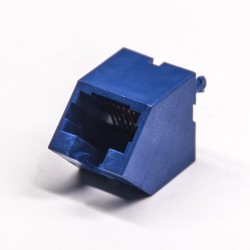 Angled RJ45 Socket Dark Blue Plastic without LED DIP Type Unshielded Ethernet Connector