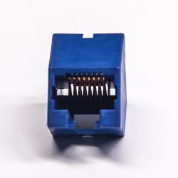 Angled RJ45 Socket Dark Blue Plastic without LED DIP Type Unshielded Ethernet Connector