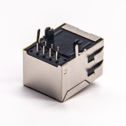 Buy RJ45 Connectors 8P8C 90 Degree with EMI Shielded Jack DIP for PCB Mount