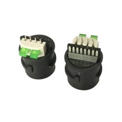 Camera Waterproof RJ45 Tail Line Connector Black Flat Terminal with Double LED Lights Network Socket for Wire Solder