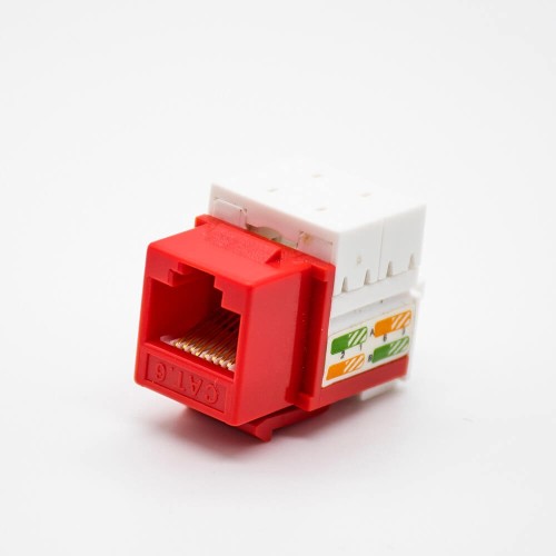 Cat6 RJ45 UTP Keystone Jack Angled Through Hole Socket Red Network Module Cat6 RJ45 UTP Keystone Jack Angled Through Hole Socket Red Network Module