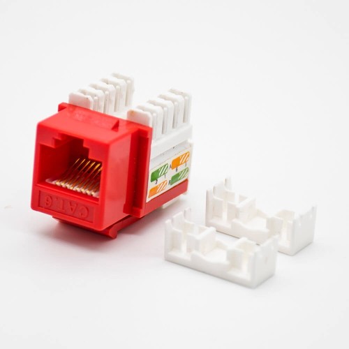 Cat6 RJ45 UTP Keystone Jack Angled Through Hole Socket Red Network Module Cat6 RJ45 UTP Keystone Jack Angled Through Hole Socket Red Network Module