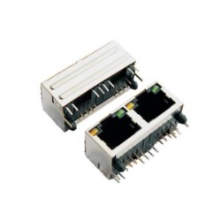 Dual Port RJ45 Connector 1X2 Jack Shield with Led