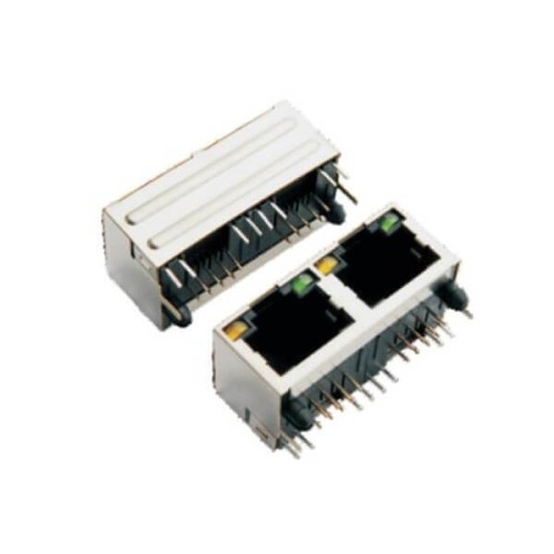 Dual Port RJ45 Connector 1X2 Jack Shield with Led 20pcs Dual Port RJ45 Connector 1X2 Jack Shield with Led 20pcs
