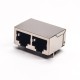 Dual Port RJ45 Connector Right Angled Through Hole with EMI Shielded Jack Dual Port RJ45 Connector Right Angled Through Hole with EMI Shielded Jack