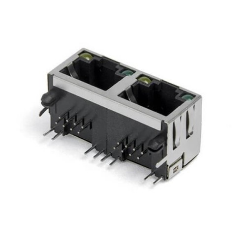 Dual Port RJ45 Ethernet 8P8C Connector PCB Mount 1*2 LED Shielded No Magnetics Dual Port RJ45 Ethernet 8P8C Connector PCB Mount 1*2 LED Shielded No Magnetics