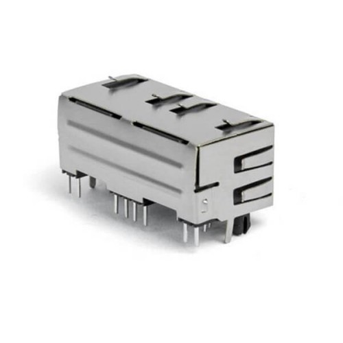 Dual Port RJ45 Ethernet 8P8C Connector PCB Mount 1*2 LED Shielded No Magnetics Dual Port RJ45 Ethernet 8P8C Connector PCB Mount 1*2 LED Shielded No Magnetics