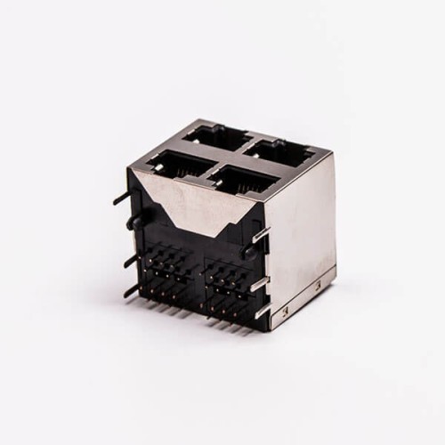 Dual RJ45 Connector 2*2 Female R/A 4 Port with Shield With LED for PCB Mount 20pcs Dual RJ45 Connector 2*2 Female R/A 4 Port with Shield With LED for PCB Mount 20pcs