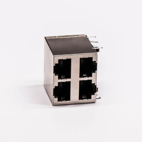 Dual RJ45 Connector 2*2 Female R/A 4 Port with Shield With LED for PCB Mount 20pcs Dual RJ45 Connector 2*2 Female R/A 4 Port with Shield With LED for PCB Mount 20pcs