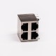 Dual RJ45 Connector 2*2 Female R/A 4 Port with Shield With LED for PCB Mount 20pcs Dual RJ45 Connector 2*2 Female R/A 4 Port with Shield With LED for PCB Mount 20pcs