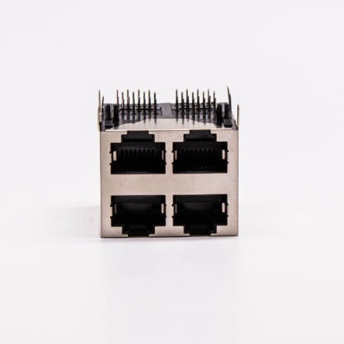 Dual RJ45 Connector 2*2 Female R/A 4 Port with Shield With LED for PCB Mount 20pcs Dual RJ45 Connector 2*2 Female R/A 4 Port with Shield With LED for PCB Mount 20pcs