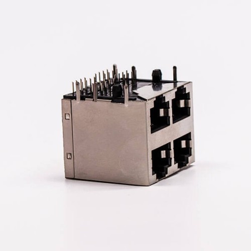 Dual RJ45 Connector 2*2 Female R/A 4 Port with Shield With LED for PCB Mount 20pcs Dual RJ45 Connector 2*2 Female R/A 4 Port with Shield With LED for PCB Mount 20pcs