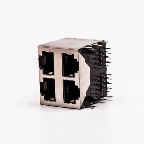 Dual RJ45 Connector 2*2 Female R/A 4 Port with Shield With LED for PCB Mount 20pcs Dual RJ45 Connector 2*2 Female R/A 4 Port with Shield With LED for PCB Mount 20pcs