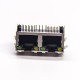 Dual RJ45 Module Network Right Angled DIP for PCB Mount with EMI LED Dual RJ45 Module Network Right Angled DIP for PCB Mount with EMI LED