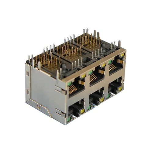 Ethernet RJ45 Connectors Jack 2*3 Stacked Gigabit Ethernet With Magnetics and Lights Ethernet RJ45 Connectors Jack 2*3 Stacked Gigabit Ethernet With Magnetics and Lights