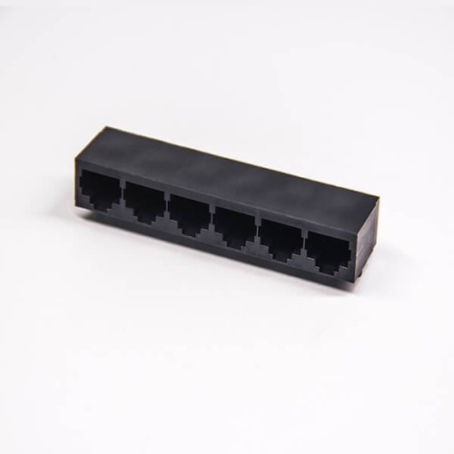 Female RJ45 Jack 10p8c Connector Black Plastic Shell 1x6 Port Through Hole Female RJ45 Jack 10p8c Connector Black Plastic Shell 1x6 Port Through Hole
