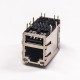 Filtered RJ45 Coupler 90 Degree Shielded Double Port with LEDS with EMI Netword Connector Filtered RJ45 Coupler 90 Degree Shielded Double Port with LEDS with EMI Netword Connector