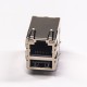 Filtered RJ45 Coupler 90 Degree Shielded Double Port with LEDS with EMI Netword Connector Filtered RJ45 Coupler 90 Degree Shielded Double Port with LEDS with EMI Netword Connector
