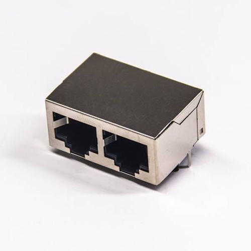 Modular Connector Shielded Jack 8p8c 1x2 without LED Through Hole Modular Connector Shielded Jack 8p8c 1x2 without LED Through Hole