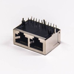 Modular Connector Shielded Jack 8p8c 1x2 without LED Through Hole