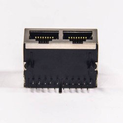 Modular Connector Shielded Jack 8p8c 1x2 without LED Through Hole