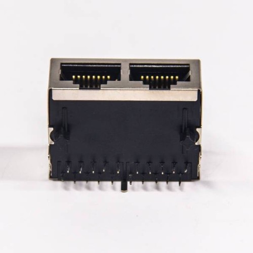 Modular Connector Shielded Jack 8p8c 1x2 without LED Through Hole Modular Connector Shielded Jack 8p8c 1x2 without LED Through Hole