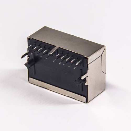 Modular Connector Shielded Jack 8p8c 1x2 without LED Through Hole Modular Connector Shielded Jack 8p8c 1x2 without LED Through Hole