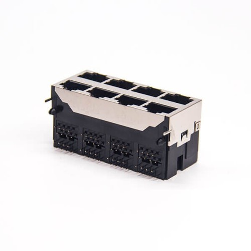 Multi Port RJ45 2x4 Port Shielded Jack Through Hole without LED Multi Port RJ45 2x4 Port Shielded Jack Through Hole without LED