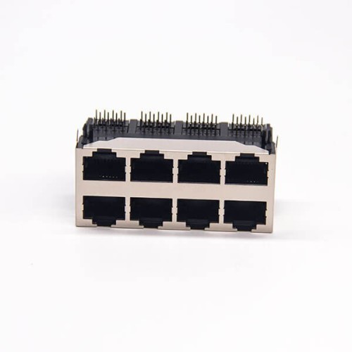 Multi Port RJ45 2x4 Port Shielded Jack Through Hole without LED Multi Port RJ45 2x4 Port Shielded Jack Through Hole without LED