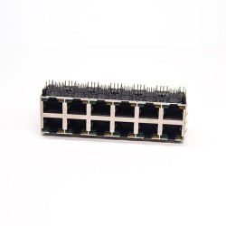 Multi Port RJ45 2x6 Right Angled 8p8c Network Shielded Jack Through Hole