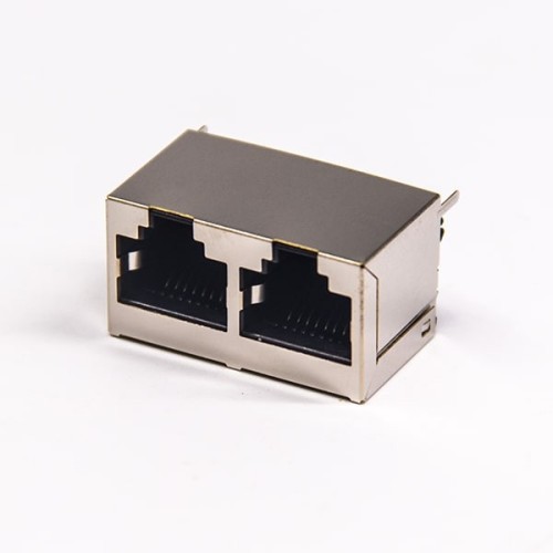 PCB Mount RJ45 Socket Ethernet Connector Straight Double Row 8P8C 1x2 Port Shielded Without LED PCB Mount RJ45 Socket Ethernet Connector Straight Double Row 8P8C 1x2 Port Shielded Without LED